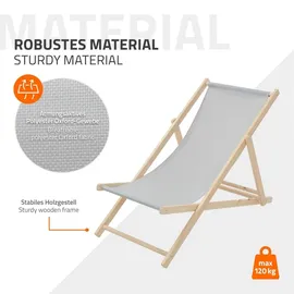 ECD Germany Sonnenliege 117 x 52 x 83 cm Hellgrau