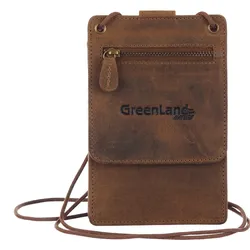 Brustbeutel GREENLAND NATURE, braun (dunkelbraun), Leder, casual, Kleinlederwaren, perfekt für den Impfausweis