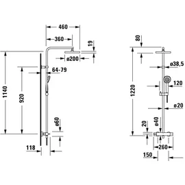 Duravit B.1 Duschsystem chrom B14280008010