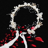 Haarschmuck Hochzeit, FUKPO Haarschmuck Braut Stirnband Brautjungfer Haarband Blumen Kristall Perlen, Haarschmuck Kommunion Mädchen Damen, Brautschmuck Haare, Kopfschmuck, Haarkranz(Silber Weiß)