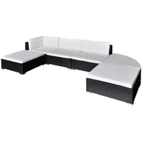 vidaXL Garten-Lounge-Set mit Auflagen 6-tlg. schwarz 41273