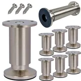 Stahlia Möbelfüße höhenverstellbar | Edelstahl Optik | (8 Stück) Höhe: 12cm | Ø 38mm | 250Kg Belastbarkeit | Füße für Möbel Schrankfüsse Sofa Füße Möbelbeine