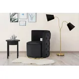 Kayoom Sessel KAYOOM "Drehsessel Beverly 125, drehbar, Gestell aus Eisen,samtige Oberfläch", schwarz (schwarz, gold), B:74cm H:77,5cm T:66,5cm, Bezug:Polyester (Samt) Korpus:MDF, Sperrholz Gestell:Eisen, Sessel, Sessel, rund, glamourös, gesteppter Rücken,