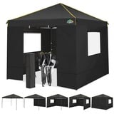 COBIZI Pavillon 3x3 Wasserdicht Stabil Winterfest, faltpavillon 3x3 mit 4 Seitenteilen, Mesh-Fenster gegen Insekten 100% wasserdicht und UV 50+ tragbares High-End Tragbarkeit Gartenpavillon, Schwarz