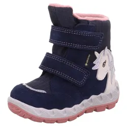 Winterboots SUPERFIT "ICEBIRD WMS: Weit", Kinder, Gr. 29, bunt (dunkelblau, rosa einhorn), Veloursleder, Polyurethan, Polyester, Nappaleder, modisch, Schuhe, Snowboots mit Einhorn Motiv, Größenschablone zum Download