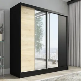 A&J MöbelLand Schwebetürenschrank SOLO 200 x 215 x 59,5 cm Schwarz