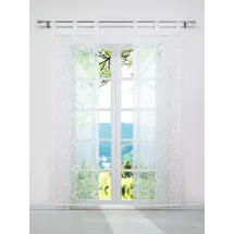 ESLIR Schiebegardinen Ausbrenner Flächenvorhänge Set 2er Gardinen mit Schlaufen Schiebevorhang Transparent Vorhang Weiß #2 BxH 57x175cm 2 Stück