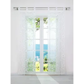 ESLIR Schiebegardinen Ausbrenner Flächenvorhänge Set 2er Gardinen mit Schlaufen Schiebevorhang Transparent Vorhang Weiß #2 BxH 57x175cm 2 Stück
