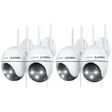 TWUFY Überwachungskamera ieGeek 5MP Überwachungskamera Aussen WLAN 2,4/5GHz Dualband WiFi (Außenbereich, Außen, Aussen, Outdoor, 4-tlg., PTZ IP Kamera Outdoor mit Personenerkennung, Automatische Verfolgung, Farbnachtsicht 20M, 355°/90° Drehwinkel TF/Cloud Kompatibel) weiß