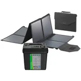 Solarstrom-Set: LiFePO4-Akku mit 100-W-Solarpanel, 768 Wh, 12 V DC, PD