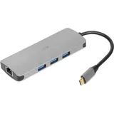 iBox IUH3RJ4K (USB C), Dockingstation + USB Hub, Silber