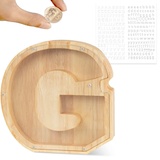 LEcylankEr Spardose Kinder Personalisierte A-Z Alphabet Sparbüchse Holz Spardose Dekoration Kreative groß Sparschwein als Geschenke für Geburtstag, Weihnachten und Thanksgiving (G)