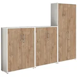 Aktenschrank TABOR 53 Büroschrank Mehrzweckschrank abschließbar Metallgriffe (weiß/Gold Harbor Oak)