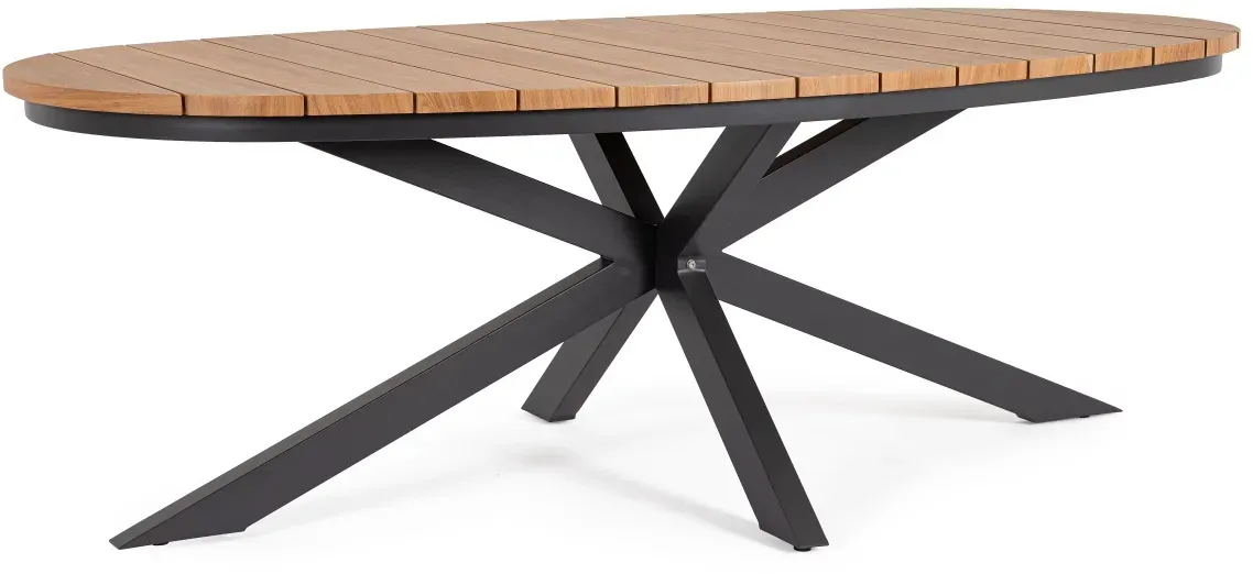 Gartenesstisch Zelmar Aluminium, modern skandinavisch, oval, natur grau, für 6–8 Personen