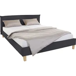 Polsterbett OTTO PRODUCTS "Heddi", schwarz, B:165cm H:82cm L:212cm, Bezug Struktur fein (100% recyceltes Polyester), Betten, Polsterbett Polsterbett ohne Bettkasten, in 5 Breiten: von 90cm-200cm, Biese am Kopfteil, Strukturstoff