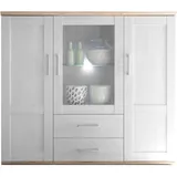 Highboard 156 x 137 x 46 cm Braun / Weiß