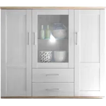Highboard 156 x 137 x 46 cm Braun / Weiß