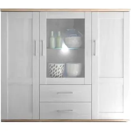Highboard 156 x 137 x 46 cm Braun / Weiß