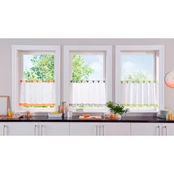 Scheibengardine MY HOME "Bitola" Gr. 5, orange, B:120cm H:60cm, Voile, Polyester, Gardinen, Fertiggardine, transparent