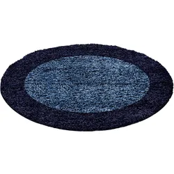 Hochflor-Teppich AYYILDIZ TEPPICHE "Life Shaggy 1503", blau (navy), H:30mm Ø:160cm, Kunstfaser, Teppiche, Wohnzimmer