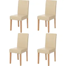 Mendler 4er-Set Esszimmerstuhl Stuhl Küchenstuhl Littau - Leder, Creme helle Beine