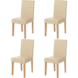 Mendler 4er-Set Esszimmerstuhl Stuhl Küchenstuhl Littau - Leder, Creme helle Beine