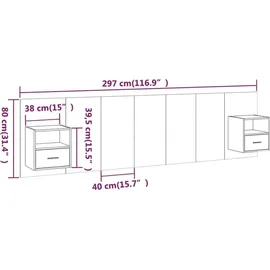 vidaXL Kopfteil mit Nachttischen Weiß Holzwerkstoff