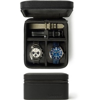 TAWBURY Leder-Uhrenetui für Reisen mit Aufbewahrungsfach - Uhrenbox zum Reisen Leder | Uhrenbox Leder Schwarz | Uhrenkasten Leder | Uhr Box 2 Uhren | Watch Case Travel