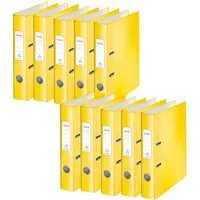 Leitz Qualitäts-Ordner 180°, 10er Pack, A4, schmal, Gelb, WOW