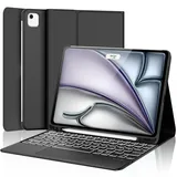 Hülle mit Tastatur für iPad Air 11 Zoll M4/M3/M2 (2026/2025/2024), Bluetooth Tastatur Hülle für iPad Air 5/4 gen und Pro 11 4/3/2/1 Gen, 7 Farben Beleuchtete, QWERTZ Layout (Schwarz-Touchpad)