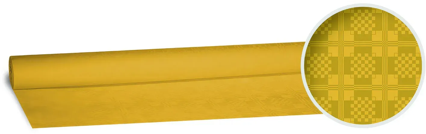 Damasttischdecke Tischtuch aus Papier, gerollt 1,20m  x 8m, gelb