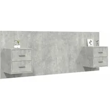 vidaXL Kopfteil mit Nachttischen Betongrau Holzwerkstoff