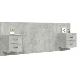 vidaXL Kopfteil mit Nachttischen Betongrau Holzwerkstoff