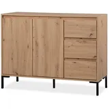 furn.design Kommode Eiche Artisan Optik, Sideboard modern, Anrichte Füße Metall schwarz, 120/87/40 cm Wohnzimmer, Kommoden & Sideboards, Kommoden