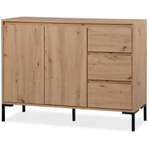 furn.design Kommode Eiche Artisan Optik, Sideboard modern, Anrichte Füße Metall schwarz, 120/87/40 cm Wohnzimmer, Kommoden & Sideboards, Kommoden