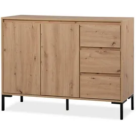 furn.design Kommode Eiche Artisan Optik, Sideboard modern, Anrichte Füße Metall schwarz, 120/87/40 cm Wohnzimmer, Kommoden & Sideboards, Kommoden