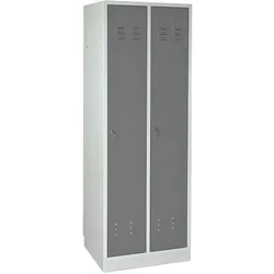 PROREGAL Garderobenschrank Ermine mit 2 Türen | HxBxT 178x60x50cm | Lichtgrau/Grau
