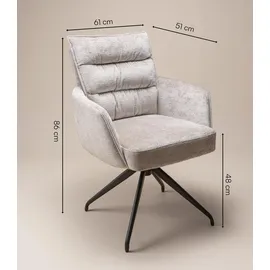 Home4You Polsterstuhl, Beige Schwarz Webstoff - Metallgestell - 360 Grad drehbar