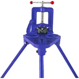 Robuster Rohrschraubstock Mit Dreibein, Öffnungsbereich 0.6-4Inch/0.4-3.1Inch, Geschmiedeter Schraubstock Mit Blauem Joch, Gusseisen-Rohrschraubstock Passend Für Zum Fixieren Von Rohren(Size:2#)