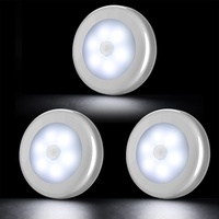 Guijiyi Nachtlicht mit Bewegungsmelder, 6 LED Bewegungsmelder Licht, Auto ON/Off Nachtlicht, Batterie-Powered Treppen Licht, Schrankleuchten für Flur, Schlafzimmer, Küche, Weiß (Weiß-3Pcs)