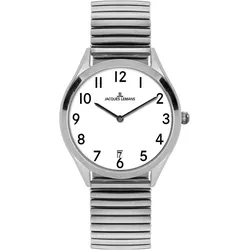 Quarzuhr JACQUES LEMANS "Cannes", silber (silberfarben, weiß), Armbanduhren, Damen, Armbanduhr, Damenuhr, Herrenuhr, Datum, Edelstahlarmband
