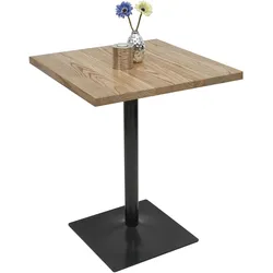 Mendler Bistrotisch HWC-H10, Bartisch Thekentisch, Industrial Gastronomie Ulme Holz FSC®-zertifiziert 76x60x60cm ~ hellbraun