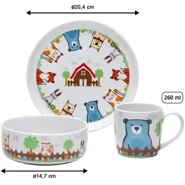 VAN WELL Kindergeschirr Set 3-teilig Fuchs und Freunde
