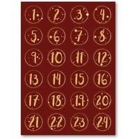 GRAVURZEILE Adventskalender Adventskalender Zahlenaufkleber zum Basteln (mit 24 farbigen Zahlen), für Weihnachten zum Selbstgestalten rot