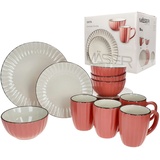 Mäser OSITA Rose 16tlg Kombiservice Steingut 4 Personen Becher Schalen Teller Relief