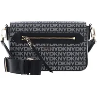 DKNY Women's Bryant Ave Mid Flap Crossbody, Black Logo-Black