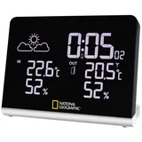 National Geographic Multi Colour Funkwetterstation mit True Black LCD-Display, 256-Farben, Innen- / Außentemperatur und Luftfeuchtigkeit und graphischem 12-Std. Wettertrend, schwarz