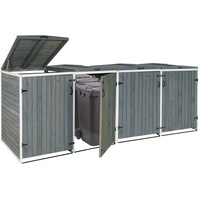 XL 4er-/8er-Mülltonnenverkleidung MCW-H74, Mülltonnenbox, erweiterbar 126x316x98cm Holz MVG ~ grau-weiß