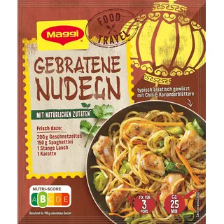 MAGGI Food Travel Fix für Gebratene Nudeln, Nudeln mit Geschnetzeltem, Lauch und Karotte, 1er Pack (1 x 26g)