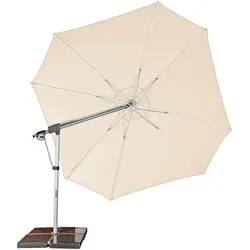 Doppler Sonnenschirm / Ampelschirm "Protect 400 Pendel", inkl. 4 Granitplatten, Standkreuz und Schutzhülle,natur,Ø 400 cm